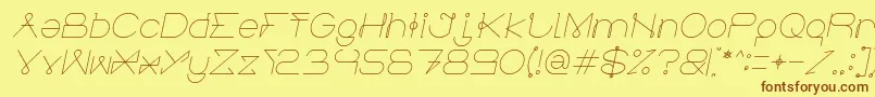 Fonte ElectricCityItalic – fontes marrons em um fundo amarelo