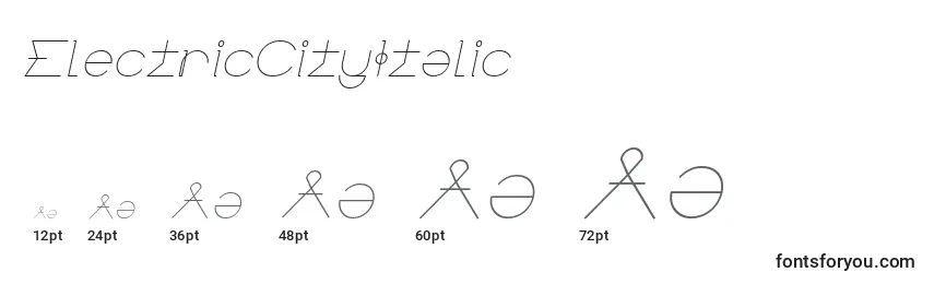 Размеры шрифта ElectricCityItalic