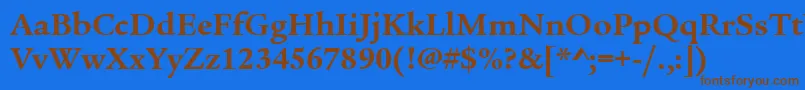 Czcionka LegacySerifItcTtBold – brązowe czcionki na niebieskim tle
