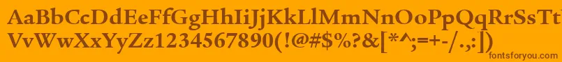 Czcionka LegacySerifItcTtBold – brązowe czcionki na pomarańczowym tle