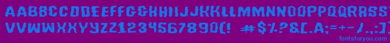 フォントTussleExpanded – 紫色の背景に青い文字