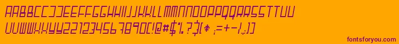 Fonte FairnsquareCondensedItalic – fontes roxas em um fundo laranja