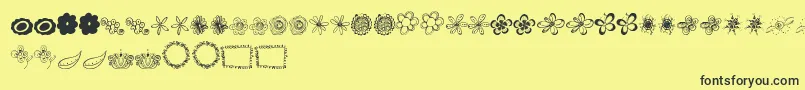 Fonte MtfFlowerDoodles – fontes pretas em um fundo amarelo