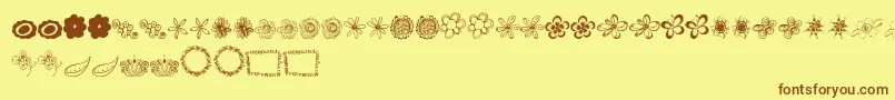 Fonte MtfFlowerDoodles – fontes marrons em um fundo amarelo