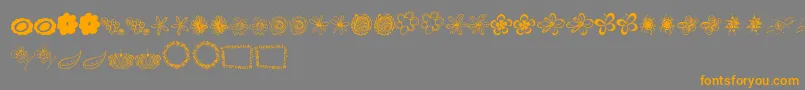 MtfFlowerDoodles-fontti – oranssit fontit harmaalla taustalla