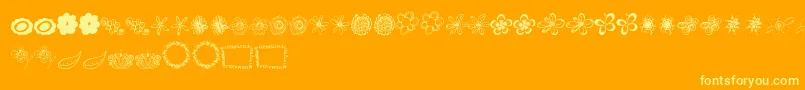 MtfFlowerDoodles-Schriftart – Gelbe Schriften auf orangefarbenem Hintergrund
