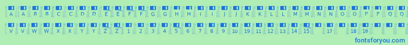 Floppydisk-fontti – siniset fontit vihreällä taustalla