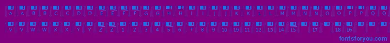 Floppydisk-fontti – siniset fontit violetilla taustalla