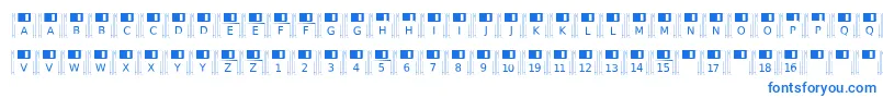 Floppydisk-Schriftart – Blaue Schriften auf weißem Hintergrund