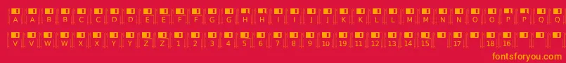 Floppydisk-fontti – oranssit fontit punaisella taustalla