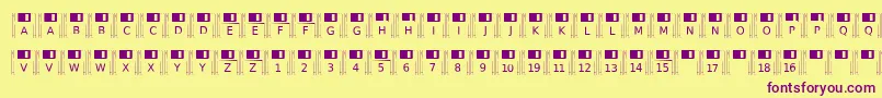 Czcionka Floppydisk – fioletowe czcionki na żółtym tle
