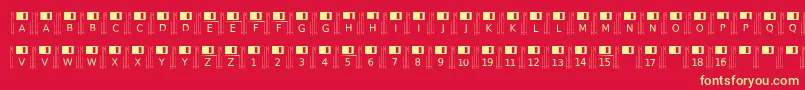 フォントFloppydisk – 黄色の文字、赤い背景