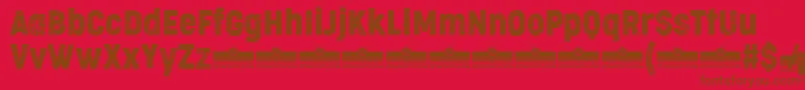 Weitere Informationen zur CocogooseCondensedLetterpressTrial-Schriftart CocogooseCondensedLetterpressTrial-Schriftart – Braune Schriften auf rotem Hintergrund