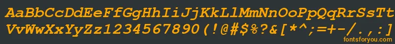 フォントCourbi0 – 黒い背景にオレンジの文字