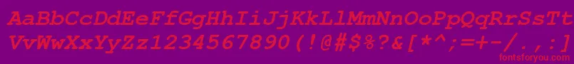 フォントCourbi0 – 紫の背景に赤い文字