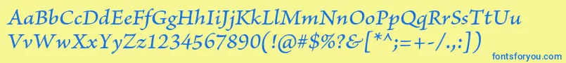 BriosoproMediumitcapt Font – Blue Fonts on Yellow Background