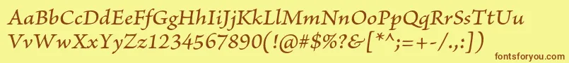 BriosoproMediumitcapt Font – Brown Fonts on Yellow Background