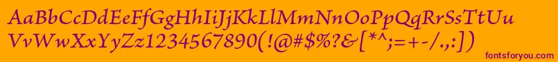 BriosoproMediumitcapt Font – Purple Fonts on Orange Background