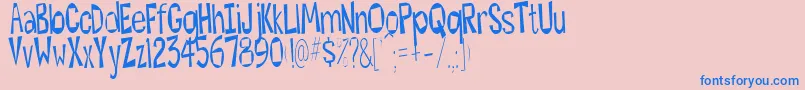Hesitant Font – Blue Fonts on Pink Background