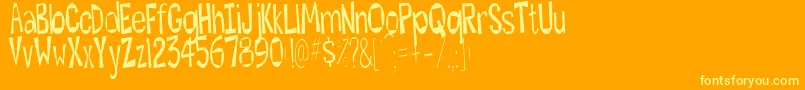 Hesitant-fontti – keltaiset fontit oranssilla taustalla