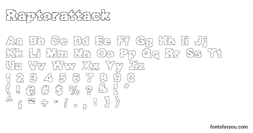 A fonte Raptorattack – alfabeto, números, caracteres especiais