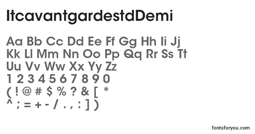 Шрифт ItcavantgardestdDemi – алфавит, цифры, специальные символы
