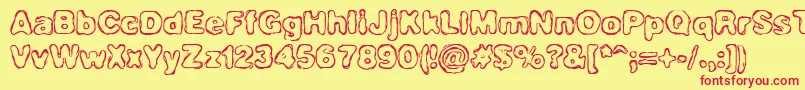 Hassle-Schriftart – Rote Schriften auf gelbem Hintergrund