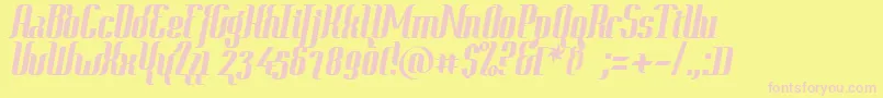 ContextClippedHeavy-fontti – vaaleanpunaiset fontit keltaisella taustalla