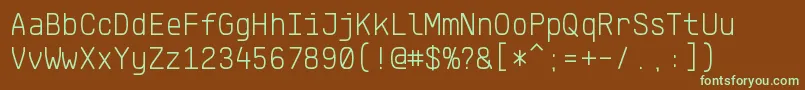 KlartextMonoLight-fontti – vihreät fontit ruskealla taustalla
