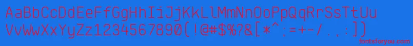 Czcionka KlartextMonoLight – czerwone czcionki na niebieskim tle
