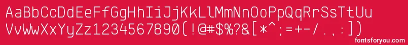フォントKlartextMonoLight – 赤い背景に白い文字