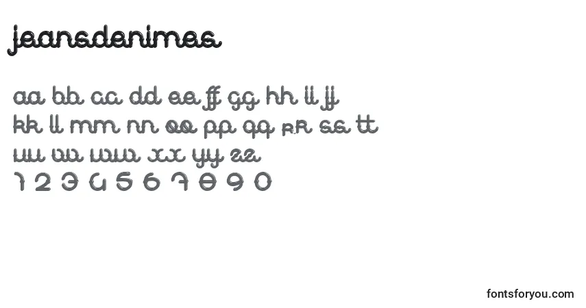 Czcionka JeansDeNimes – alfabet, cyfry, specjalne znaki