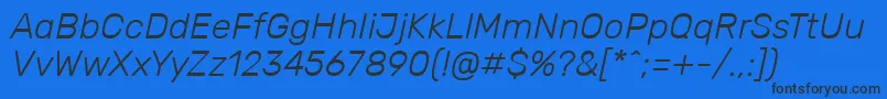 RubikLightitalic Font – Black Fonts on Blue Background