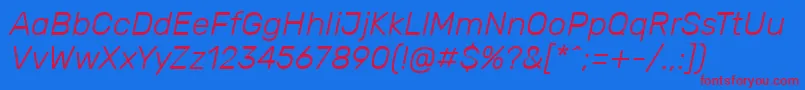 Więcej informacji o czcionce RubikLightitalic Czcionka RubikLightitalic – czerwone czcionki na niebieskim tle