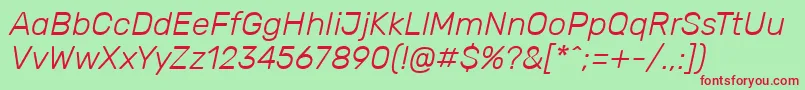 RubikLightitalic Font – Red Fonts on Green Background