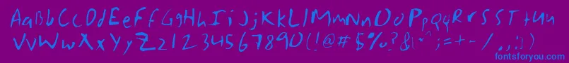 Grasko-Schriftart – Blaue Schriften auf violettem Hintergrund