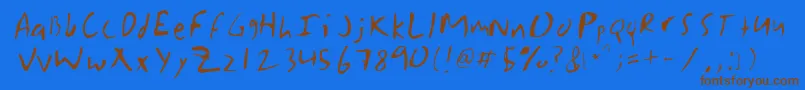 フォントGrasko – 茶色の文字が青い背景にあります。