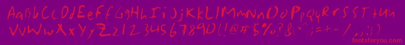 Grasko-Schriftart – Rote Schriften auf violettem Hintergrund