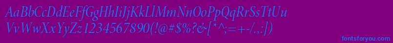 MinionproCnitdisp-Schriftart – Blaue Schriften auf violettem Hintergrund