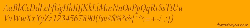 MinionproCnitdisp-Schriftart – Braune Schriften auf orangefarbenem Hintergrund