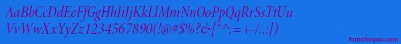 MinionproCnitdisp Font – Purple Fonts on Blue Background