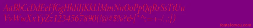 MinionproCnitdisp-Schriftart – Rote Schriften auf violettem Hintergrund