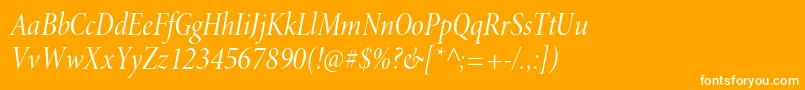 MinionproCnitdisp-Schriftart – Weiße Schriften auf orangefarbenem Hintergrund