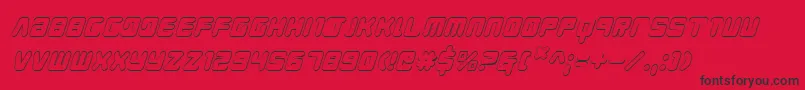 YoungTechs3DItalic-Schriftart – Schwarze Schriften auf rotem Hintergrund