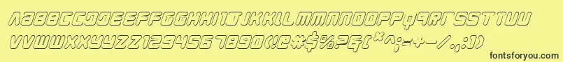 YoungTechs3DItalic-fontti – mustat fontit keltaisella taustalla