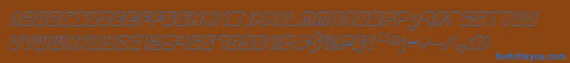 フォントYoungTechs3DItalic – 茶色の背景に青い文字