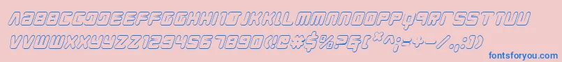 フォントYoungTechs3DItalic – ピンクの背景に青い文字