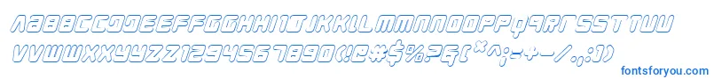 YoungTechs3DItalic-Schriftart – Blaue Schriften auf weißem Hintergrund