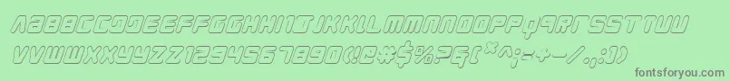 フォントYoungTechs3DItalic – 緑の背景に灰色の文字