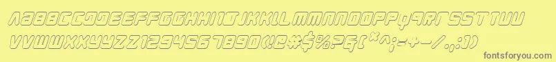 Czcionka YoungTechs3DItalic – szare czcionki na żółtym tle